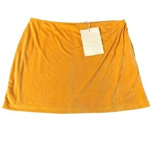 Sabo Myri Skirt NWT Womens Size XL Gold Yellow Stretch Mini Lined Minimalist